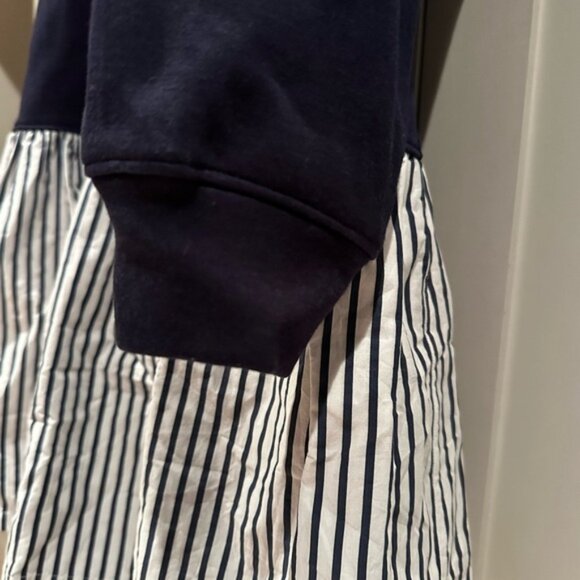 Women's Navy and White Striped Sweatshirt Dress - Picture 4 of 7